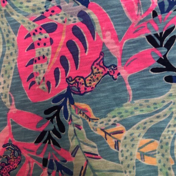 Lilly Pulitzer Etta V Neck Size XL Porto Blue Youve Been Spotted - Picture 4 of 8